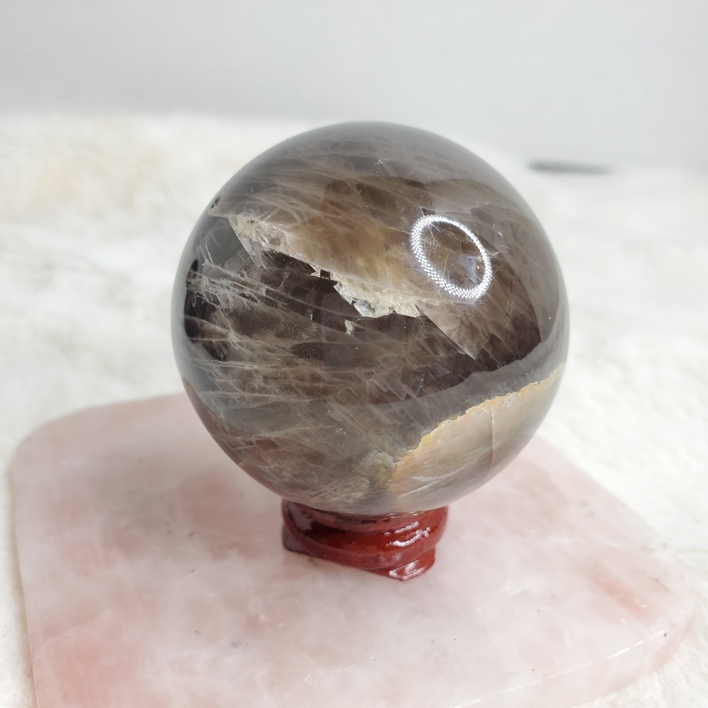 Flashy Black Moonstone Sphere - Picture 13 of 13
